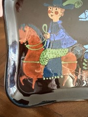JAKOB STUCKI Switzerland Folk Art 12” Pottery Plate Tray Marked