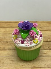 CERAMIC CUPCAKES – 2 pcs. – PERFECT CONDITION – FLORAL DESIGNS