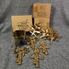 VTG MCM LOT Homco Brass Butterfly Flowers Gold Metal Wall Sconces & Art Decor