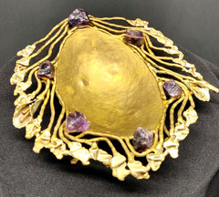 Copa Collection Made in Brazil Brutalist Style Metal and Gems Trinket Dish Soap