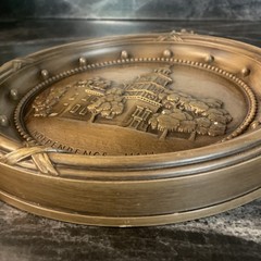 2 HOMCO Patriotic Independence Hall Mount Vernon Wall Decor Brown Gold VTG 60s