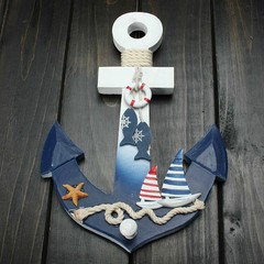 1PC New Anchor Maritime Decoration Wood Wall Hanging Hook Ship Sailboat Gift US