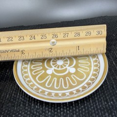 Porsgrund Norway Fine Porcelain 3inch Round Trinket Dish Plate Gold Accents VTG