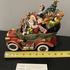 Fitz and Floyd Santa’s Classic Car Musical Figurine Wind Up Holiday Collectible