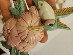 Vtg 1993 Burwood Products 3 Pc Hummingbirds Wall Hanging Set Made in USA pastel
