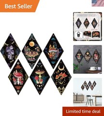 6 Pieces Gothic Wall Decor Boho Sun Moon Phases Wall Art Gothic Minimalist St…