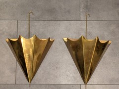 PAIR! Vintage Brass Tole Florentine Umbrella Wall Pocket