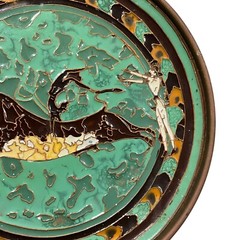 G. Halkides Rare Find Enamel on Bronze and Copper Wall Plate Made In Greece