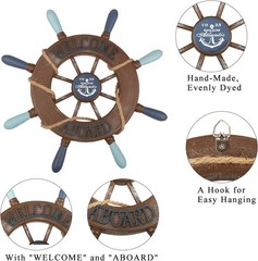Nautical Wooden Ship Wheel 13″ Wall Art Decor