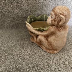 Fitz & Floyd-For All Seasons-Island Palms Ceramic Pottery Monkey Candlecup
