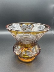 Hand Cut Cased Crystal 2 Piece Set Small Vase And Covered Box Rare And Unique!