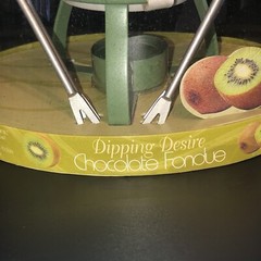 NEW JOE Dipping Desire Chocolate FONDUE Ceramic Bowl Forks Metal Burner Fun
