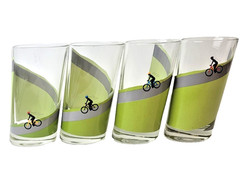 CYCLING 10 oz Tumblers 5.25″, Slanted Fun Shape, Graphics Cycling Down a Hill, B