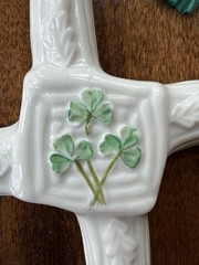 Belleek St Brigid’s Day Cross Ireland Wall Hanging Ornament Shamrock Signed
