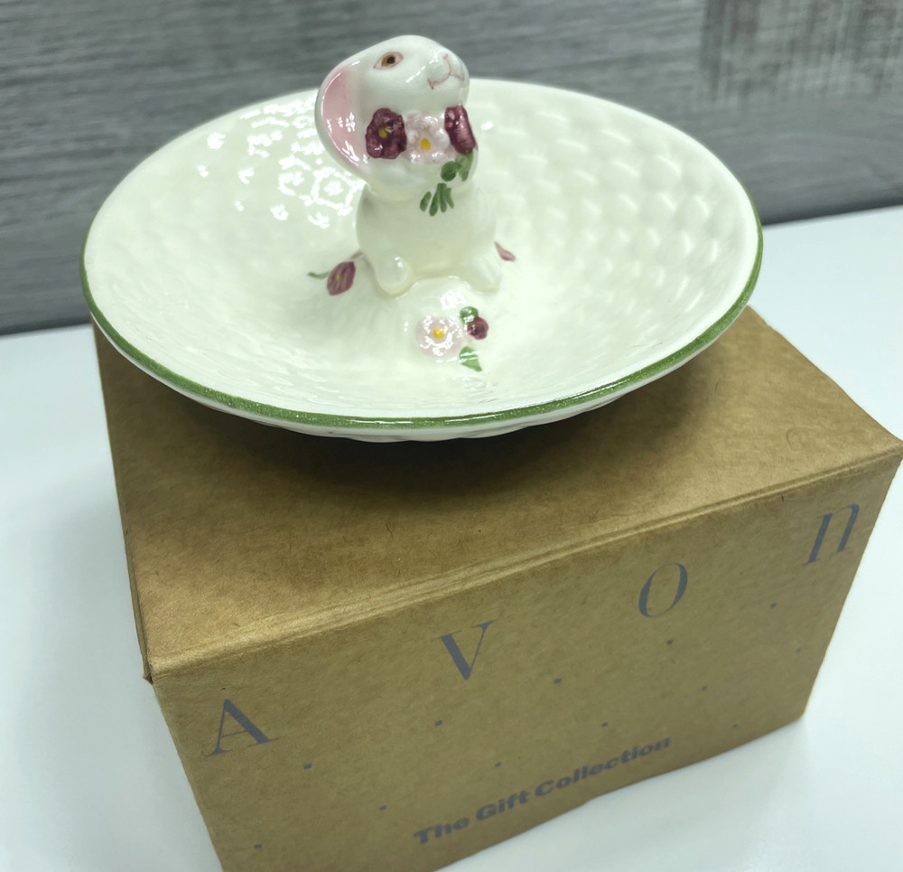 VTG 1980’s Avon Ceramic Bunny Rabbit Candy Dish In Original Packaging