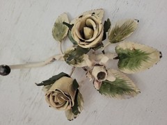 Vintage Italian Tole Flower Rose Wall Hook Toleware Cottagecore Shabby Chic