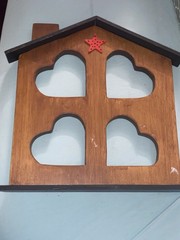 Vintage Country Cottage Grandma Core Wood Heart House Wall Decor Cute Handmade