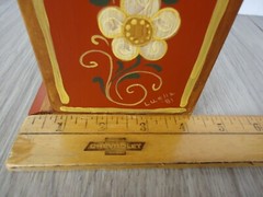 VTG Norwegian Folk Toll Paint Wooden Match Box Wall Pocket Signed 80s Pipe Man