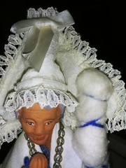 Vintage Santons France Pottery Art Doll Old Woman by Yolande 12″ Tall VGC