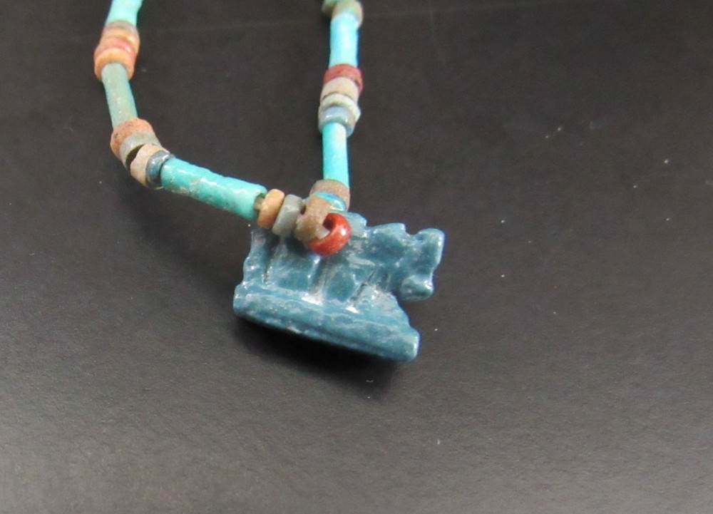 NILE Ancient Egyptian Apis Bull Amulet Mummy Bead Necklace ca 300 BC