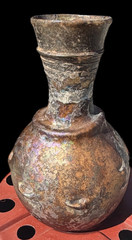 Authentic Ancient Roman Iridescent Ribbed Glass Vessel – Purple Iridescence