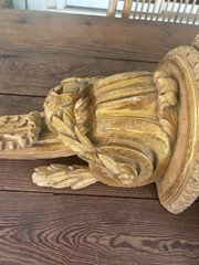 Pair Vintage Italian Borghese Wall Shelves Gold Gilt Florentine Neoclassical 17”
