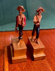 Antique Mark Twain’s Riverboat Rapscallions Tom&Huck Armor Bronze Clad Bookends