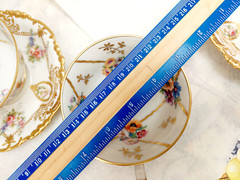 VTG /ANTIQUE LIMOGES J POUYAT BERNARDAUD FLORAL GILDED 3 CUPS SAUCERS FRANCE
