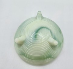 VTG 1940s Akro Agate Slag URANIUM Glows JADITE GREEN FOOTED DISC BOWL 3.5 DIAM