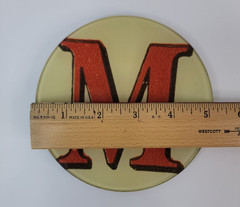John Derain Red Letter “M” Signed 5.25 Plate Decoupage Hand Blown Glass New York