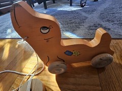 Vintage Country Cupboard Crafts Wooden Pull Toy Seal CUTE Hand Painted Good Cond