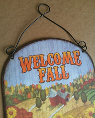 “Fall Welcome” Burlap Harvest and Autumn Hanging Decorative Sign