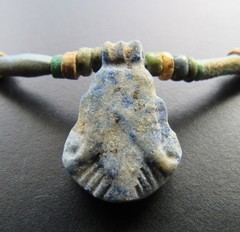 NILE Ancient Egyptian Lotus Amulet Mummy Bead Necklace ca 600 BC