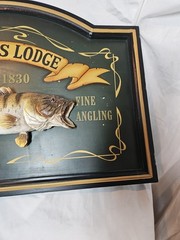 Old Bass Lodge Plaque 3D Fish Wall Mount Cabin Garage Man Cave Decor 27″x18