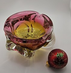 Gorgeous Bohemian Joseph Hospodka for Chribska Glassworks Art Glass Heavy Dish