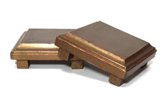 Wood Risers Square Display Stands Metallic Gold Footed Set 2