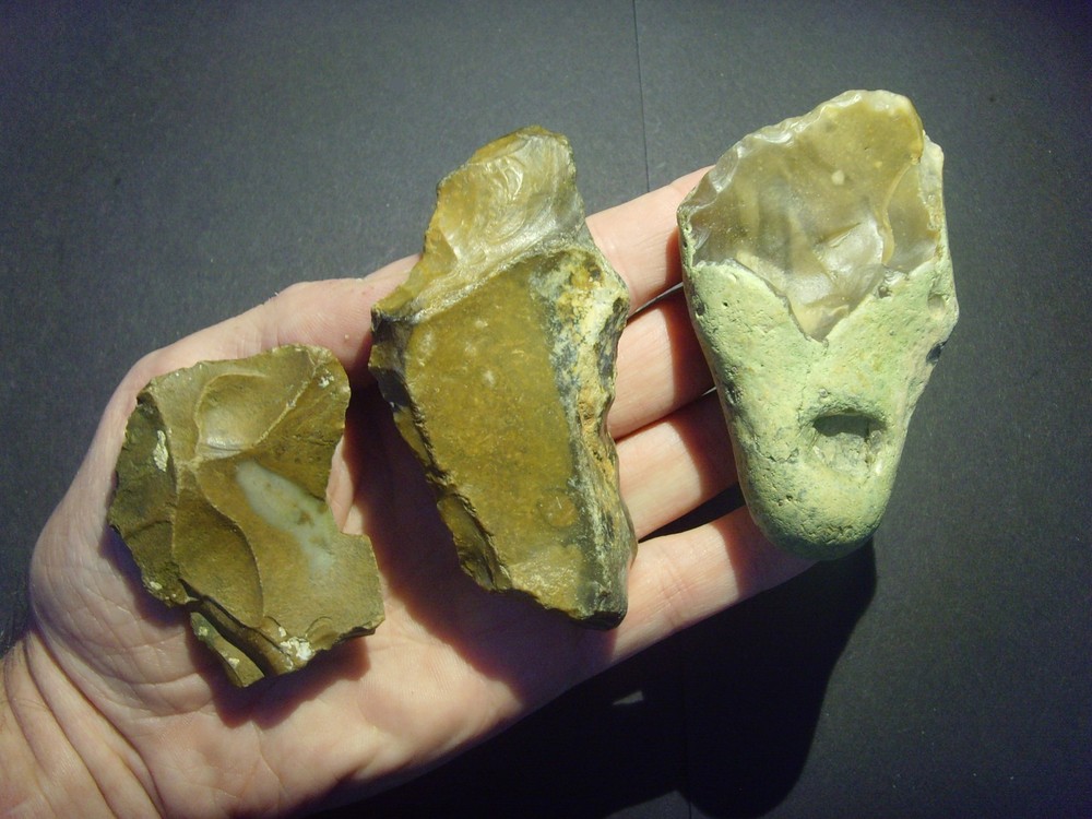 Lower Paleolithic – Three Fine Acheulean scrapers. c.450,000 BP.