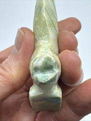 5 Vtg Hand Carved Green Moss Agate Jasper Stone Koi Fish Sculpture Decor 3″ tall
