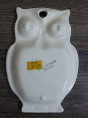 1970 ‘s Kansas The Sunflower State Souvenir Ceramic Owl Spoon Rest Wall Decor