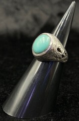 Afghan Sterling Silver Old Vintage Central Asia Ring With Natural Turquoise Ston