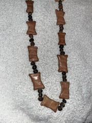 Pre Columbian Pottery Terra Cotta? Carved Bead Necklace Old