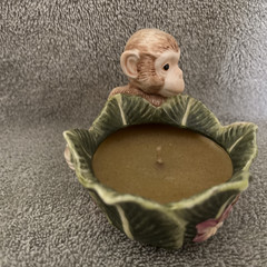 Fitz & Floyd-For All Seasons-Island Palms Ceramic Pottery Monkey Candlecup