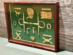 Vintage Brass Equestrian Shadowbox 6.5×12 Framed Horse Bit Display Decor