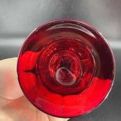 Fostoria Argus Ruby Red Water Goblet Heavy Champagne Glasses Cups Set 2 VTG