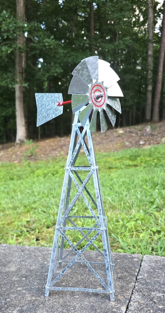 VTG Farm Windmill Display Model 17″ Galvanized Steel Rotating Wind Mill Decor