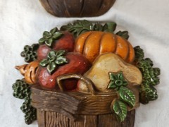 Set Of 4 Vintage Sexton 1978 Metal Wall Plaque Art Vegetables/Fruits n Baskets