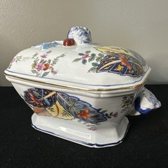 VTG 1970’s BOHO CHIC COVERED TOBACCO LEAF DISH~BY SEYMOUR MANN FINE CHINA~RARE