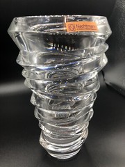 9 1/2 ” Nachtmann Clear Lead Crystal Vase Germany Looks Like A Tornado Fun