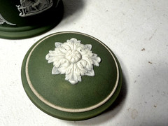 RARE – LATE 19TH CENTURY- WEDGWOOD SAGE GREEN JASPERWARE – INK WELL – CLASSICAL