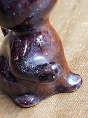 Small Mini Vintage Ceramic Cat Kitten Miniature Brown Orange Ears 2” Unbranded